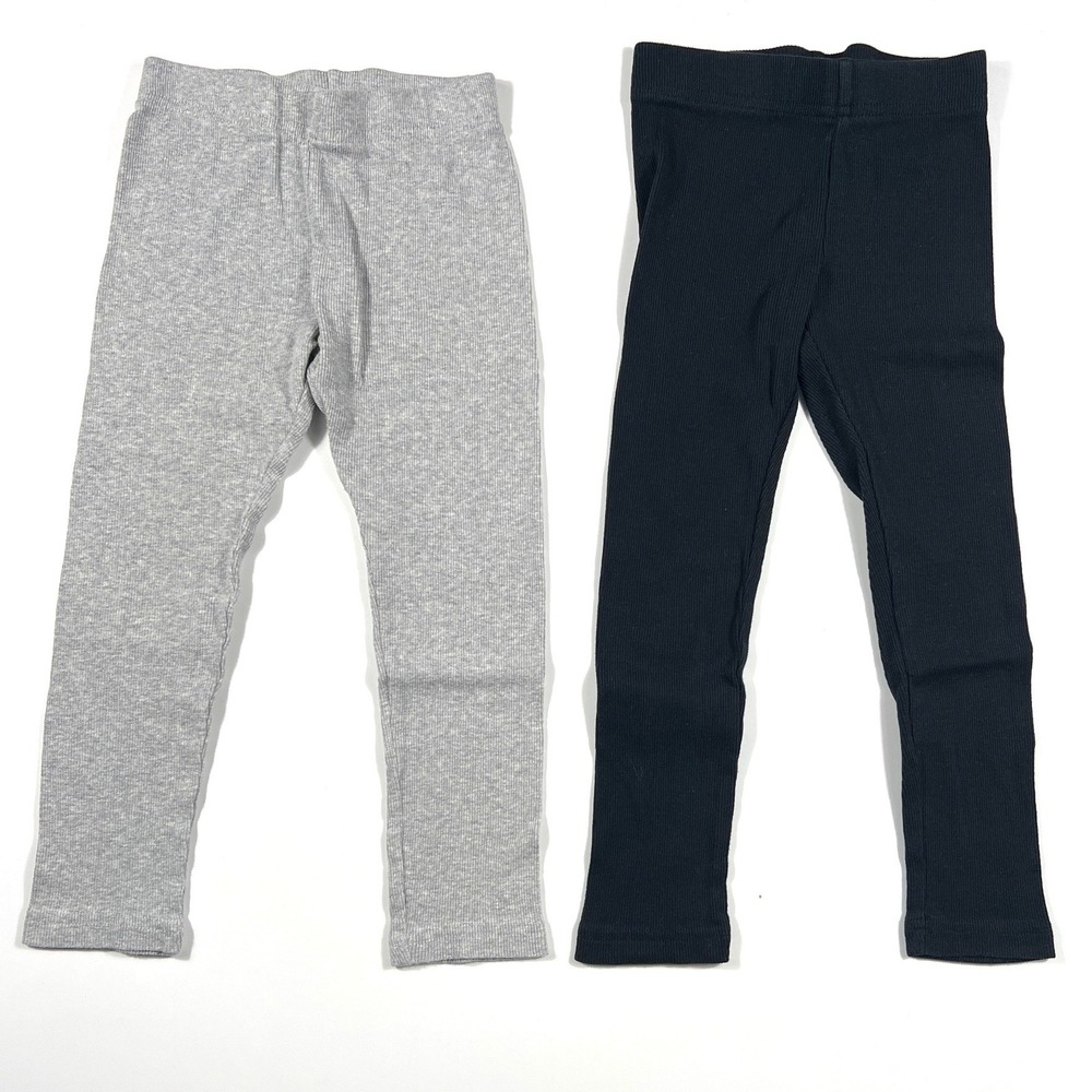 Carters Girls Ribbed Leggings Set of 2 Gray Black Size 6 EUC Back to School Kids
